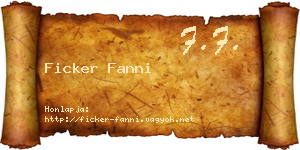 Ficker Fanni névjegykártya